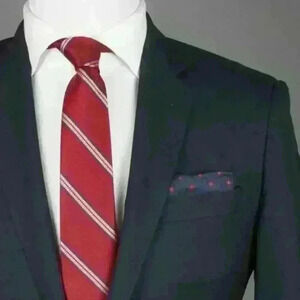 Perry Ellis Portfolio Men's Red Double Stripe Neck Tie $45